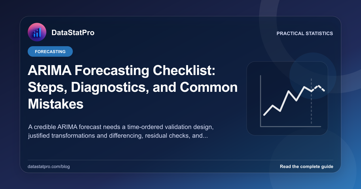 ARIMA Forecasting Checklist: Steps, Diagnostics, and Common Mistakes: illustrated DataStatPro statistics guide