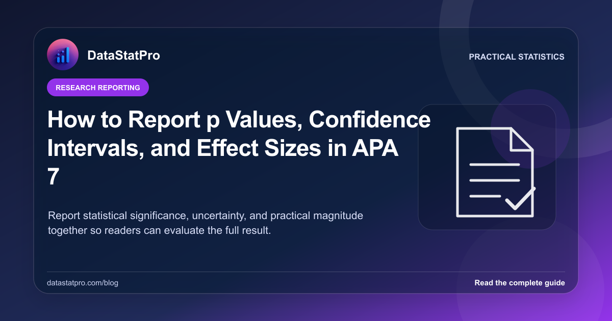 How to Report p Values, Confidence Intervals, and Effect Sizes in APA 7: illustrated DataStatPro statistics guide