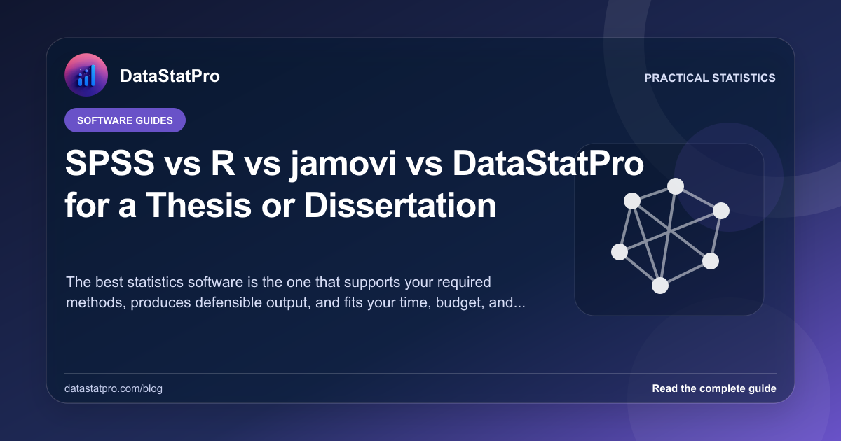 SPSS vs R vs jamovi vs DataStatPro for a Thesis or Dissertation: illustrated DataStatPro statistics guide