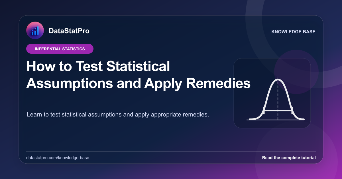 How to Test Statistical Assumptions and Apply Remedies: illustrated DataStatPro statistics tutorial